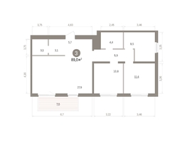 Продается 3-комнатная квартира ЖК Пшеница, дом 5.2, 89  м&sup2;, 12530000 рублей