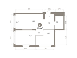 Продается 2-комнатная квартира  Квартал Молодость, дом 1, 57.95  м&sup2;, 8690000 рублей