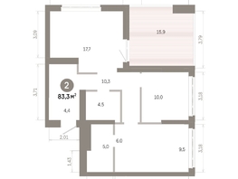 Продается 2-комнатная квартира  Квартал Молодость, дом 1, 83.29  м&sup2;, 12480000 рублей
