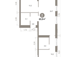 Продается 2-комнатная квартира  Квартал Молодость, дом 1, 65.9  м&sup2;, 9620000 рублей