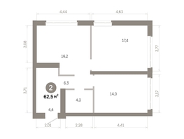 Продается 2-комнатная квартира  Квартал Молодость, дом 1, 62.49  м&sup2;, 9380000 рублей