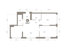 Продается 2-комнатная квартира  Квартал Молодость, дом 1, 72.6  м&sup2;, 10590000 рублей
