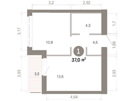 Продается 1-комнатная квартира  Квартал Молодость, дом 1, 36.96  м&sup2;, 6490000 рублей
