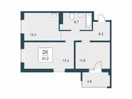 Продается 2-комнатная квартира ЖК Цветной бульвар, дом 4 сек 1, 61.2  м&sup2;, 8380000 рублей