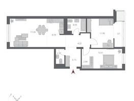 Продается 3-комнатная квартира ЖК Беринг, дом 3, 74.74  м&sup2;, 12990000 рублей