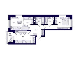 Продается 3-комнатная квартира ЖК Сподвижники, дом 1, 63.2  м&sup2;, 7910000 рублей