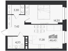 Продается 2-комнатная квартира ЖК Ясный берег, дом 10, бс 6-7, 51.7  м&sup2;, 7865000 рублей