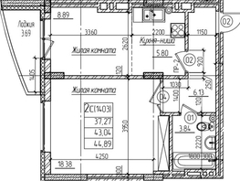 Продается 1-комнатная квартира ЖК Возрождение, 43  м&sup2;, 9080000 рублей