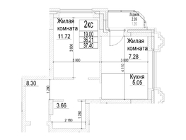 Продается 2-комнатная квартира ЖК Чернышевский, корп 3.3, 36.2  м&sup2;, 8740000 рублей