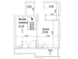 Продается 1-комнатная квартира ЖК Чернышевский, корп 3.3, 32.1  м&sup2;, 8000000 рублей