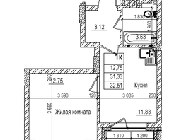 Продается 1-комнатная квартира ЖК Чернышевский, корп 3.3, 31.3  м&sup2;, 6450000 рублей