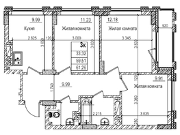 Продается 3-комнатная квартира ЖК Чернышевский, корп 3.3, 59.5  м&sup2;, 11690000 рублей