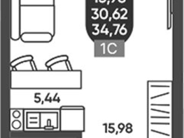 Продается Студия ЖК Ермак, 30.62  м&sup2;, 4973000 рублей
