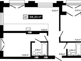 Продается 2-комнатная квартира ЖК Платина, 65.83  м&sup2;, 20775000 рублей