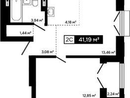 Продается 2-комнатная квартира ЖК Платина, 41.19  м&sup2;, 14225000 рублей