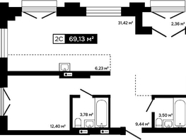 Продается 2-комнатная квартира ЖК Платина, 66.77  м&sup2;, 21404000 рублей