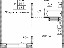Продается 1-комнатная квартира ЖК Гренландия, Лес дом №5, 41.3  м&sup2;, 5750000 рублей