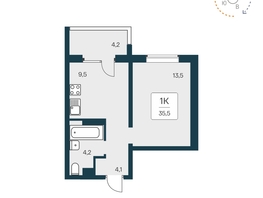 Продается 1-комнатная квартира ЖК Квартал Сосновый бор, дом 1, 35.6  м&sup2;, 4800000 рублей