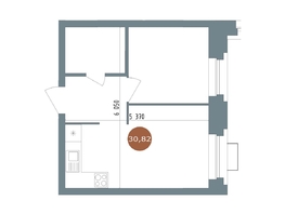 Продается 1-комнатная квартира  19/56 Кварталы Телецентра, 2, 30.7  м&sup2;, 6190000 рублей