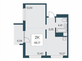 Продается 2-комнатная квартира ЖК Эко-квартал на Кедровой, дом 7, 46.17  м&sup2;, 6100000 рублей