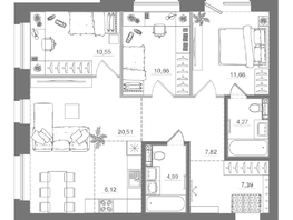 Продается 3-комнатная квартира ЖК Спектр, дом 10, 85.57  м&sup2;, 14070000 рублей