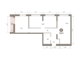 Продается 2-комнатная квартира ЖК Европейский берег, дом 46, 72.29  м&sup2;, 11640000 рублей