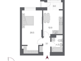 Продается 1-комнатная квартира ЖК ОСКАР, дом 2, 42.9  м&sup2;, 8870000 рублей