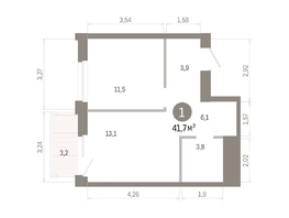 Продается 1-комнатная квартира ЖК Город на озере, 41.69  м&sup2;, 10840000 рублей