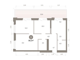 Продается 3-комнатная квартира ЖК Город на озере, 90.31  м&sup2;, 15730000 рублей
