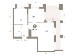 Продается 2-комнатная квартира ЖК Город на озере, 86.43  м&sup2;, 19350000 рублей