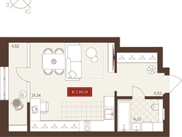 Продается Студия ЖК Невский, 35.51  м&sup2;, 6320000 рублей