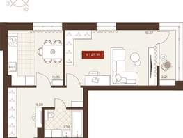 Продается 1-комнатная квартира ЖК Невский, 45.99  м&sup2;, 8180000 рублей