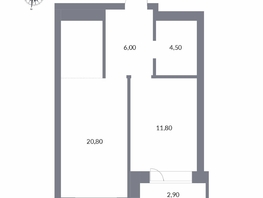 Продается 2-комнатная квартира ЖК Державина, 50, 46  м&sup2;, 11840000 рублей