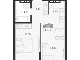 Продается 2-комнатная квартира ЖК Ясный берег, дом 20, 41.38  м&sup2;, 8244000 рублей