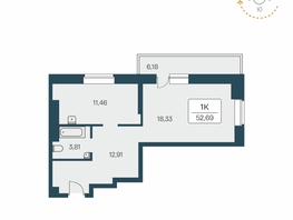 Продается 1-комнатная квартира ЖК Расцветай на Зорге, дом 1 , 52.5  м&sup2;, 5600000 рублей