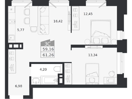 Продается 3-комнатная квартира ЖК Ясный берег, дом 20, 61.26  м&sup2;, 10454000 рублей
