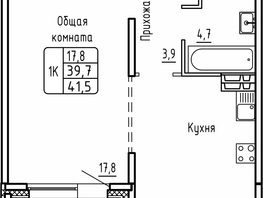 Продается 1-комнатная квартира ЖК Самоцветы, Бирюза дом 1, 41.5  м&sup2;, 4500000 рублей