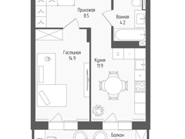 Продается 1-комнатная квартира ЖК Тетрис, корпус 1, 41.8  м&sup2;, 7688900 рублей