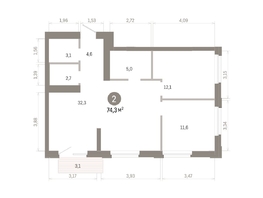 Продается 2-комнатная квартира ЖК Город на озере, 74.26  м&sup2;, 13890000 рублей