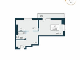 Продается 1-комнатная квартира ЖК Расцветай на Зорге, дом 1 , 54  м&sup2;, 4872500 рублей