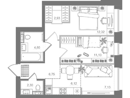 Продается 2-комнатная квартира ЖК Спектр, дом 10, 54.86  м&sup2;, 9310000 рублей