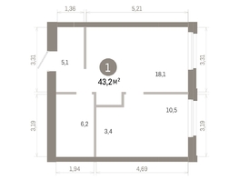 Продается 1-комнатная квартира ЖК Город на озере, 43.19  м&sup2;, 10460000 рублей