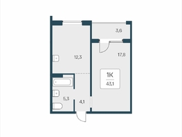 Продается 1-комнатная квартира ЖК Цветной бульвар, дом 4 сек 2, 43.1  м&sup2;, 5400000 рублей