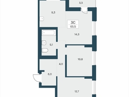 Продается 3-комнатная квартира ЖК Расцветай на Учительской, 65.5  м&sup2;, 9800000 рублей
