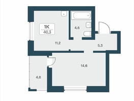Продается 1-комнатная квартира ЖК Расцветай на Учительской, 40.3  м&sup2;, 7050000 рублей