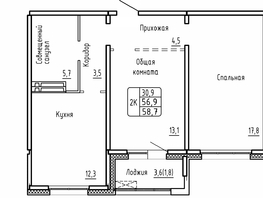 Продается 2-комнатная квартира ЖК Самоцветы, Бирюза дом 2, 58.7  м&sup2;, 7250000 рублей