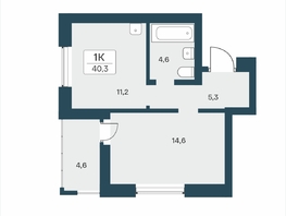 Продается 1-комнатная квартира ЖК Расцветай на Учительской, 40.3  м&sup2;, 6550000 рублей