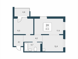 Продается 2-комнатная квартира ЖК Цветной бульвар, дом 4 сек 2, 61  м&sup2;, 7550000 рублей