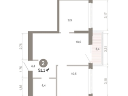 Продается 2-комнатная квартира  Квартал Молодость, дом 1, 51.08  м&sup2;, 8870000 рублей