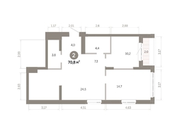 Продается 2-комнатная квартира  Квартал Молодость, дом 1, 70.76  м&sup2;, 11050000 рублей